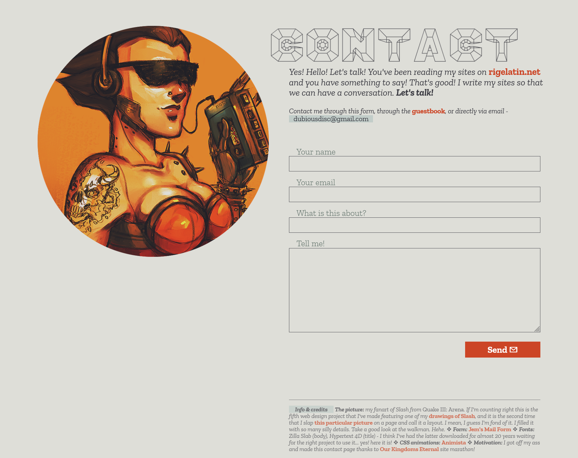 Design for the Rigelatin contact page