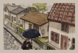 Concept art for Adrien's house in his hometown of Ordly.